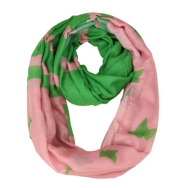 Oversized Pink and Green Ivy Infinity Scarf on Sale - Image 2